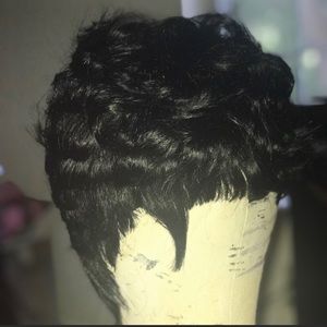 Black short curled unit